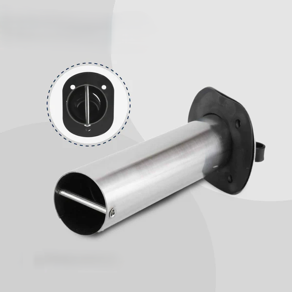 Stainless Steel Flush-Mount Fishing Rod Holder, 15-Degree Top Flange, PVC Tube Inside with Flip-up Cap, PVC Gasket, Open Base - Image 3